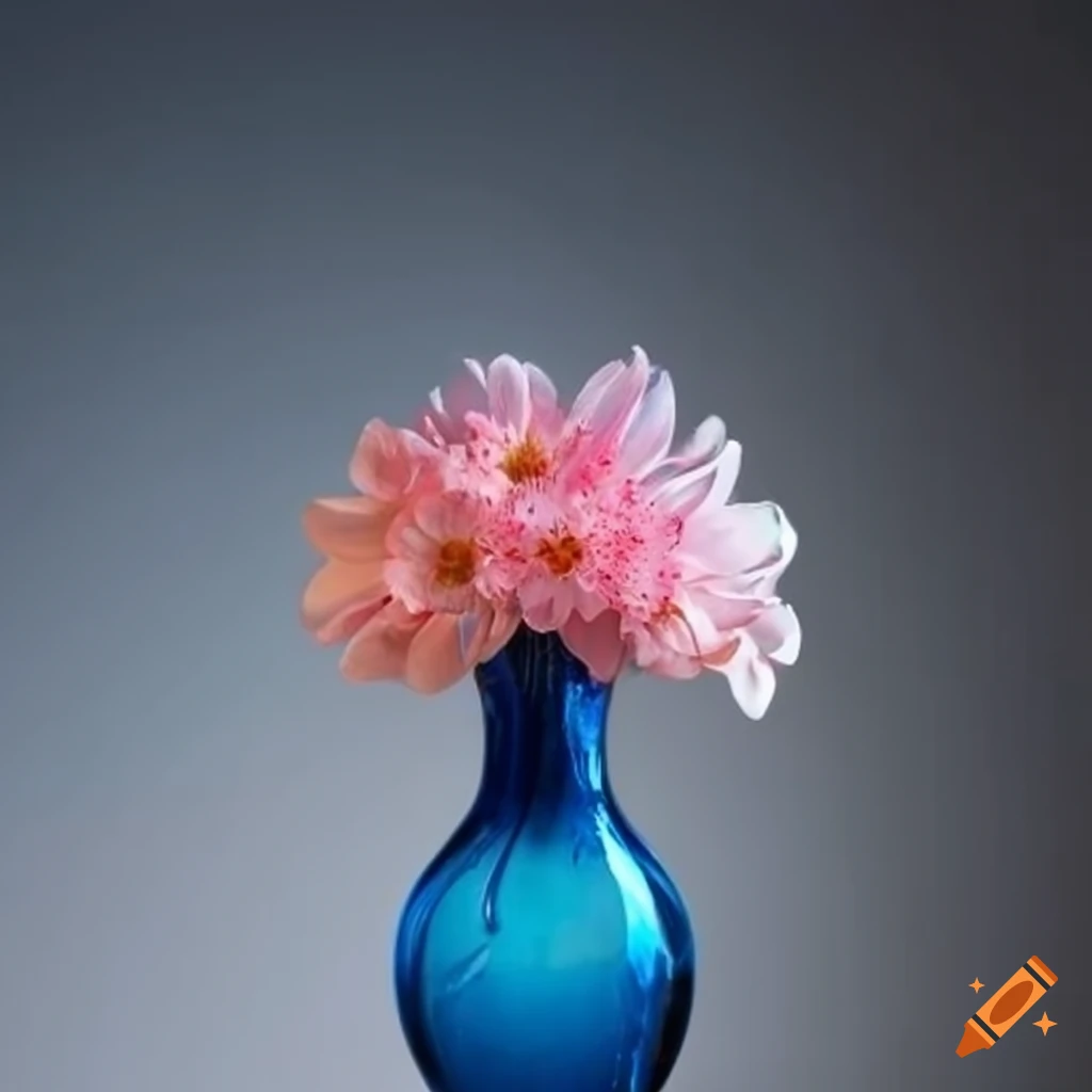 Glass vase with blooming flowers