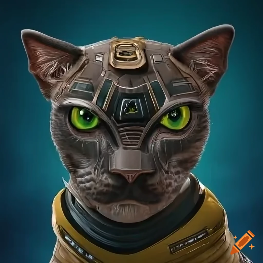 Hyper realistic 3D cats dressed as Star Trek characters on a spaceship