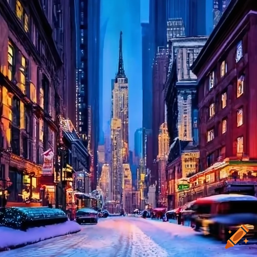 Winter scene of new york city during christmas on Craiyon