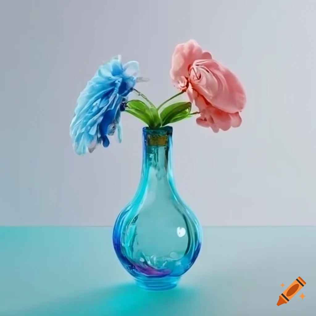 Glass vase filled with colorful flowers