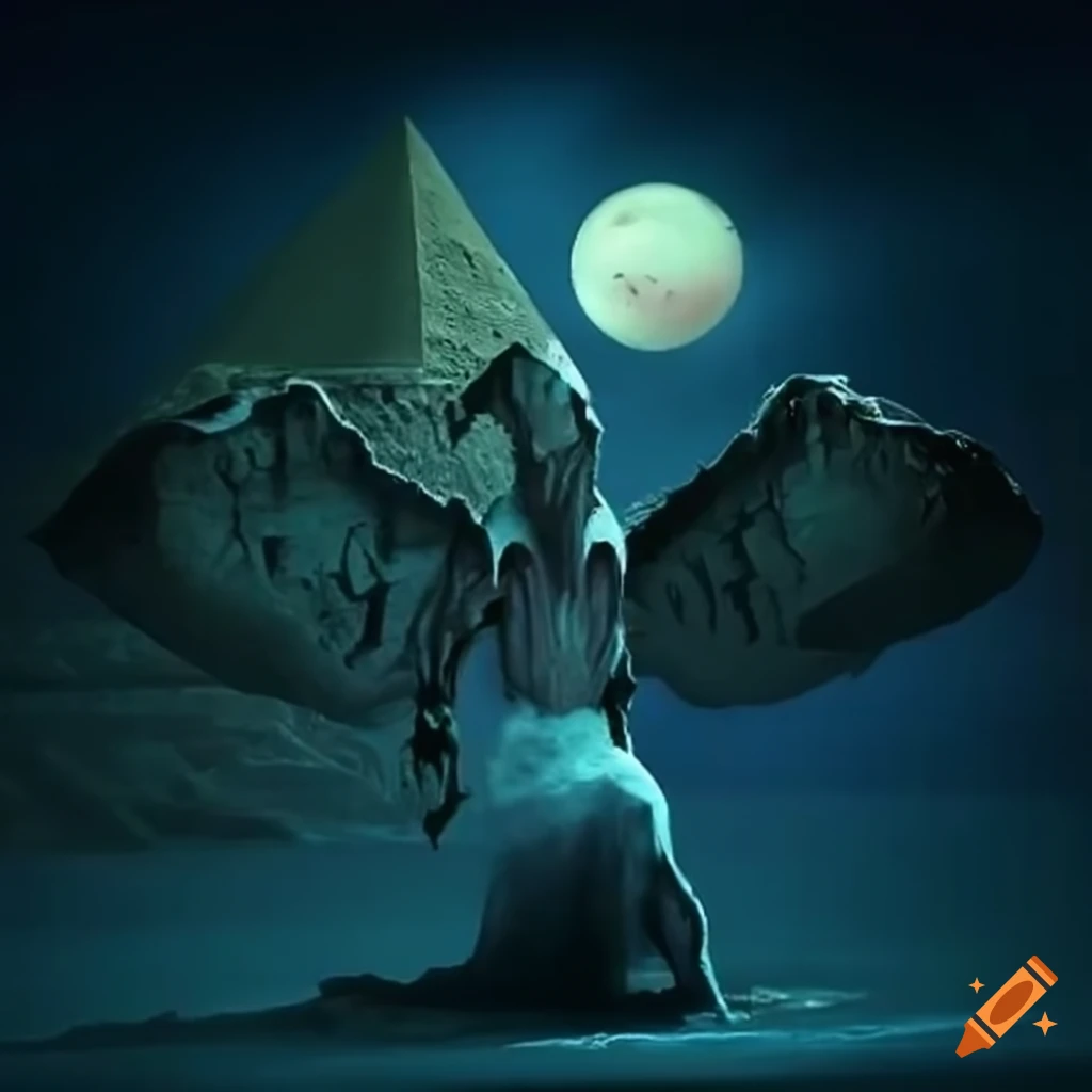 image of a scary ibis-headed god in a desert