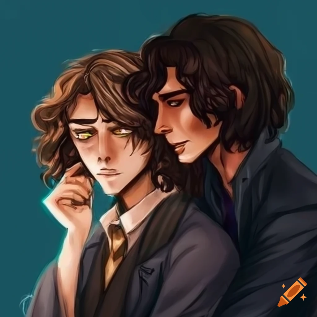 Artwork of sirius black and remus lupin as a couple on Craiyon
