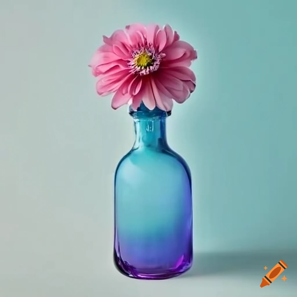 Colorful glass vase filled with flowers on Craiyon