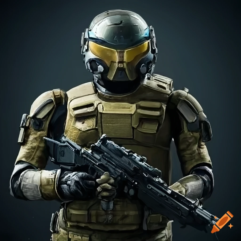 portrait of a sci-fi soldier in tactical armor