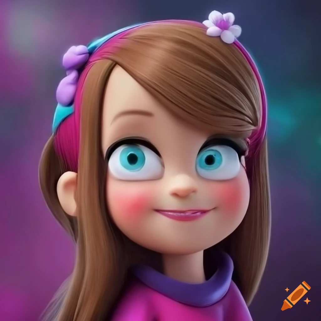 Realistic portrait of mabel pines as sofia the first