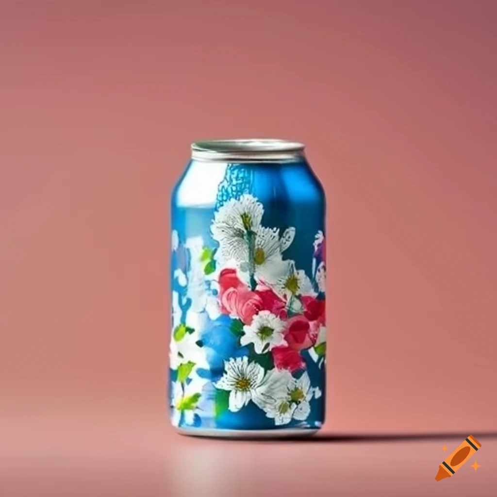 Soda can with floral design