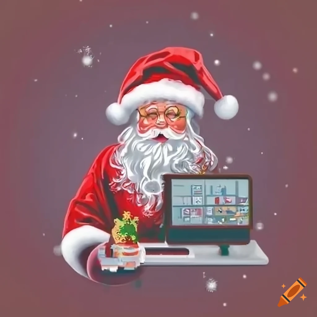 Santa claus using a computer on Craiyon