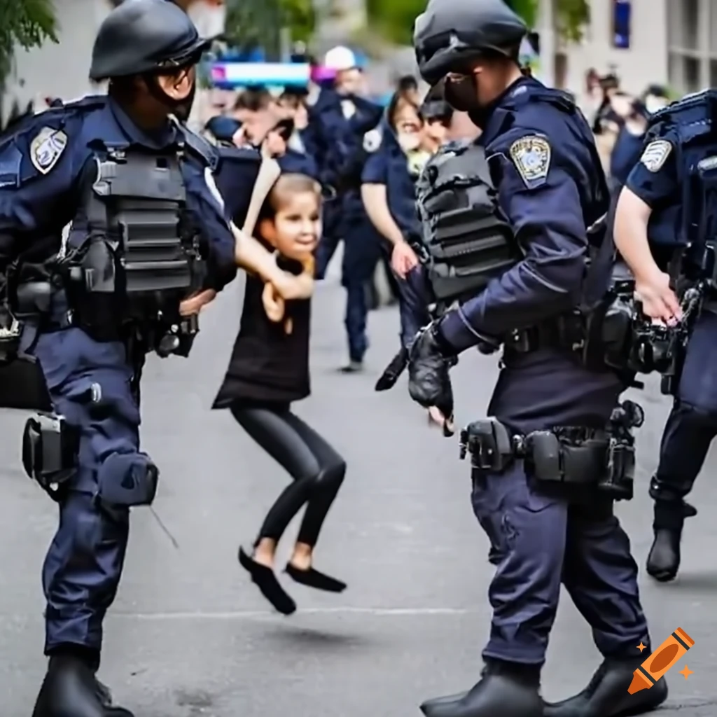 Police officers detaining a person