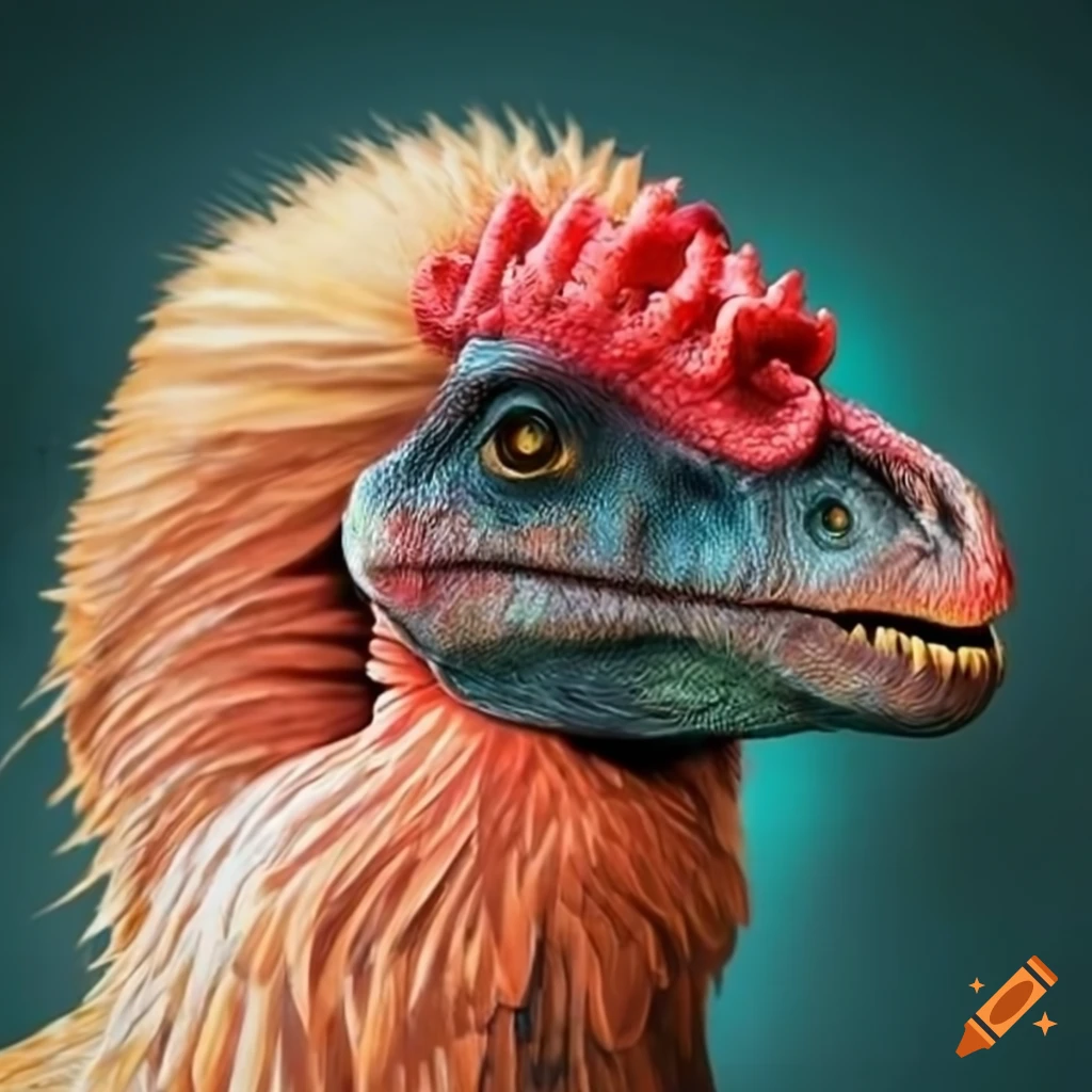Chickens depicted as dinosaurs