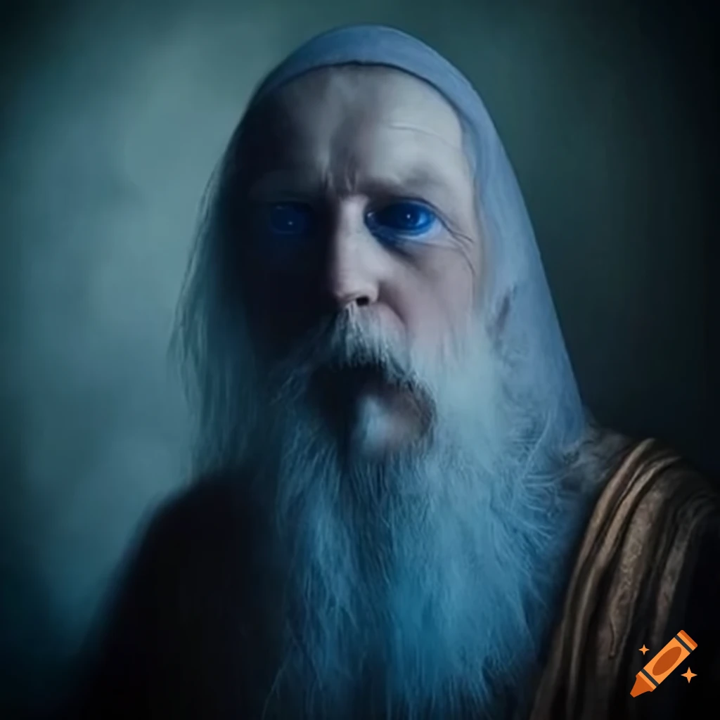 medieval peasant with a mysterious blue aura