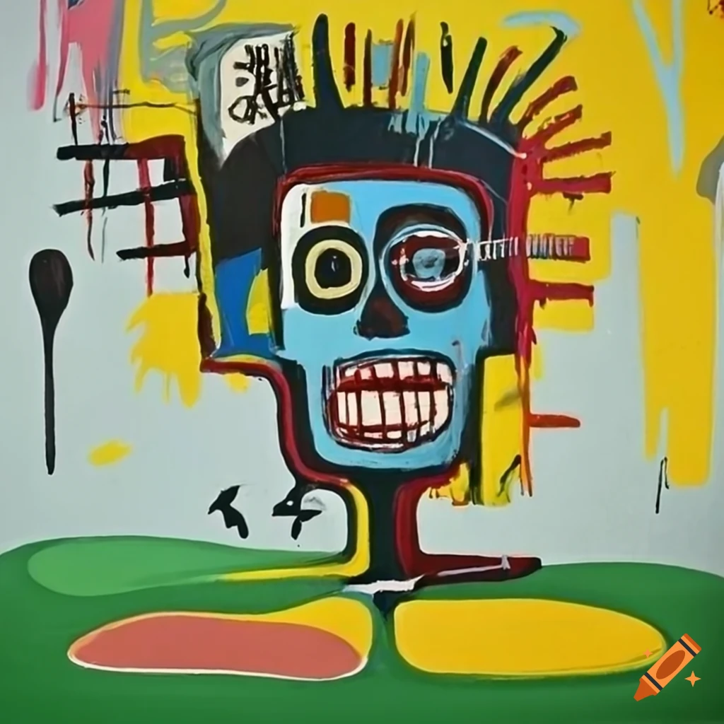 Basquiat-inspired painting of golf course symbols