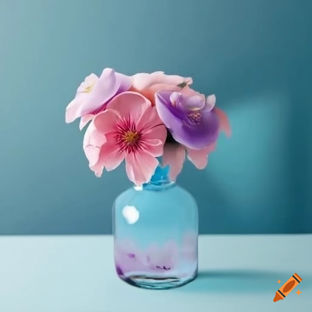 Vase With Colorful Flowers In A Glass Bottle On Craiyon