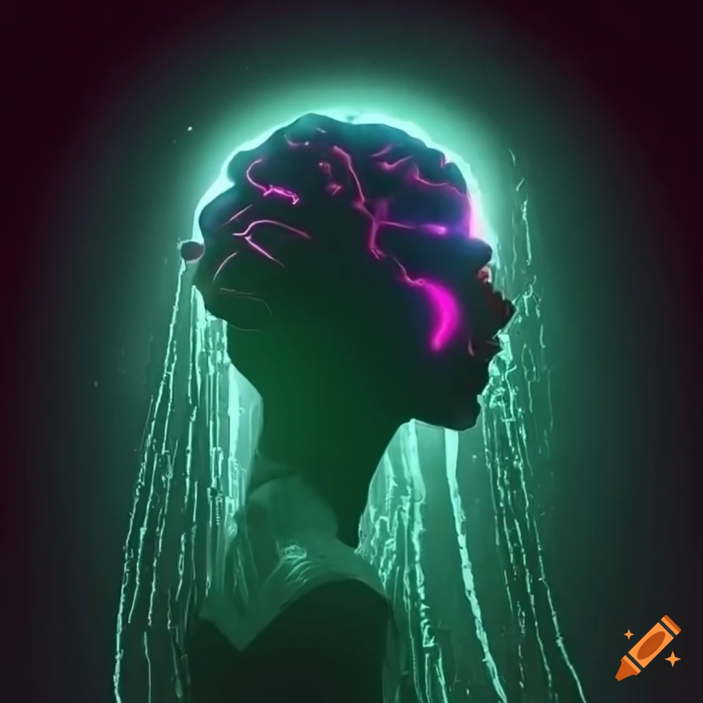 Cyberpunk logo with brain cables on Craiyon