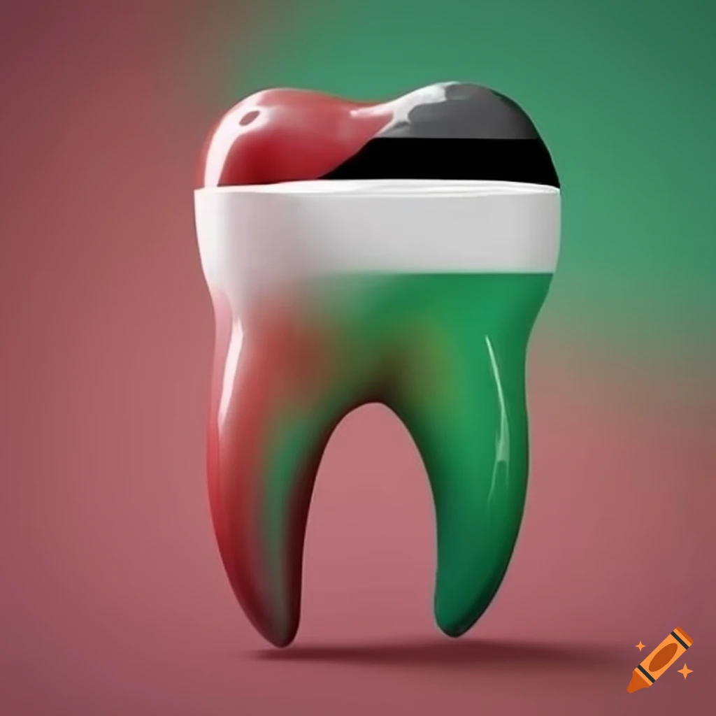 artistic representation of a tooth in Palestinian colors