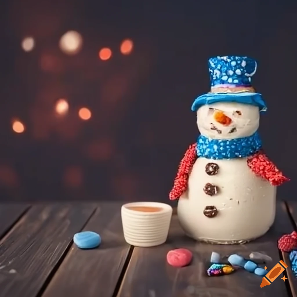 rice krispy treat snowmen with candy accessories