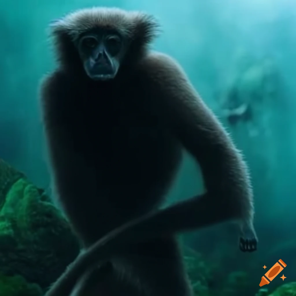 Lochness monster with a gibbon