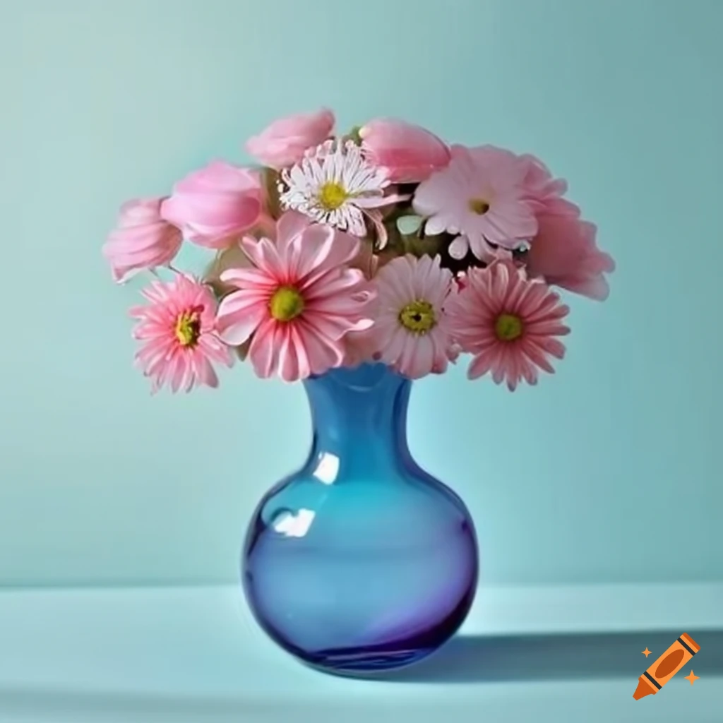 Glass bottle vase with colorful flowers on Craiyon