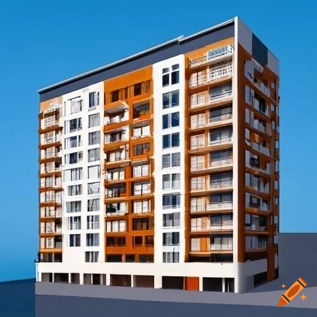 Vibrant multifunctional building with shops and apartments on Craiyon