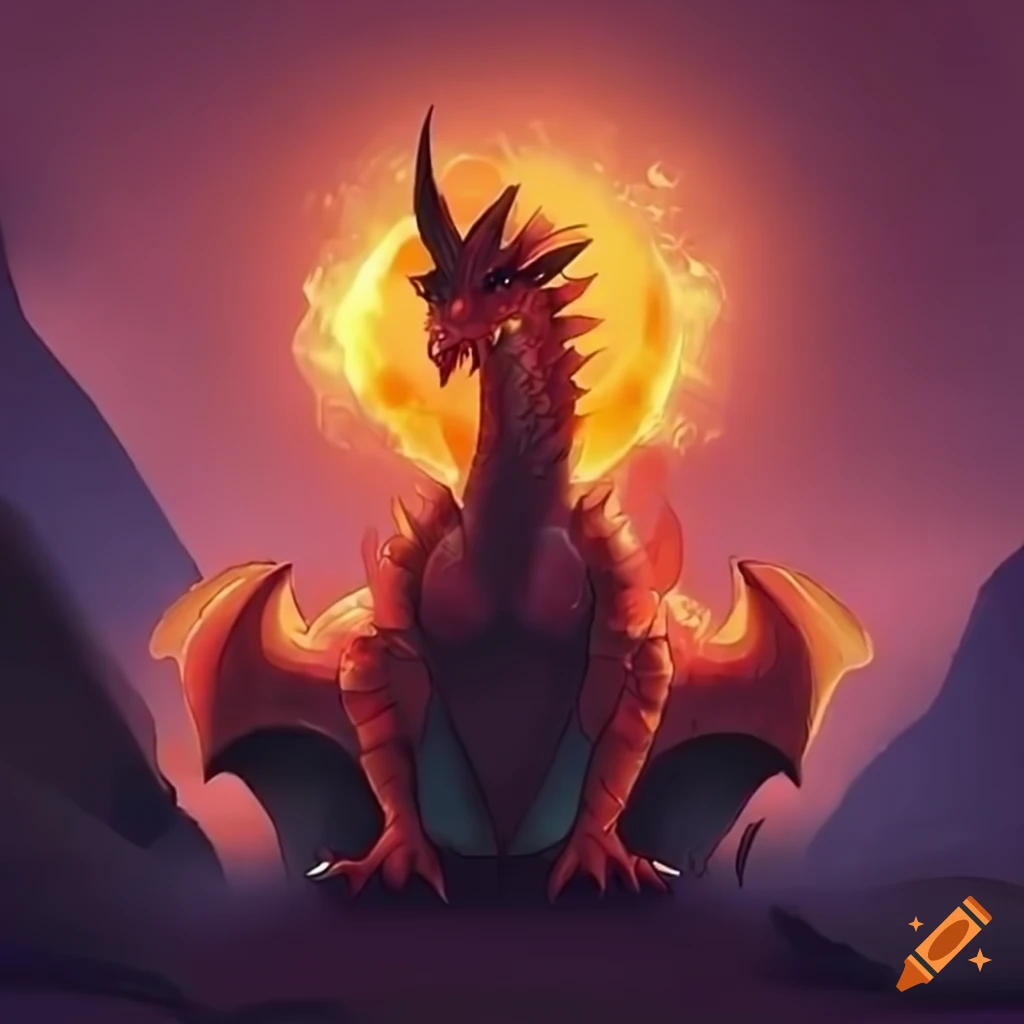 simple illustration of a fire-breathing dragon