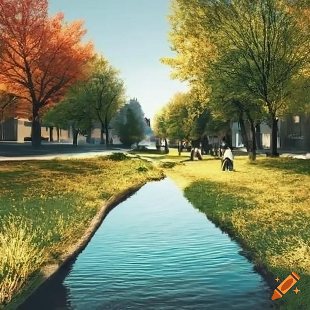 image of an urban park with rainwater collection system
