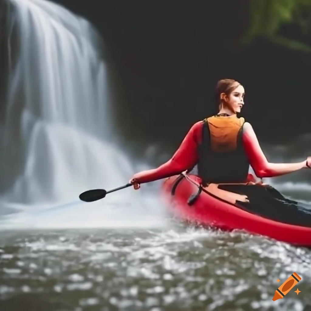 image of a kayaker navigating a waterfall