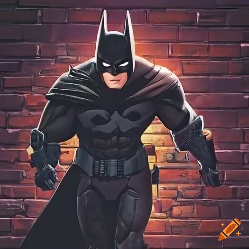 Batman against a brick wall