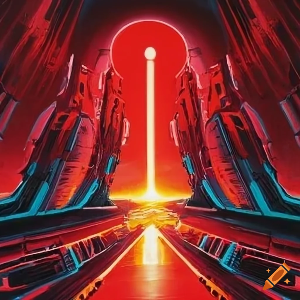 Red Lightspeed Sci fi Artwork From The 70s