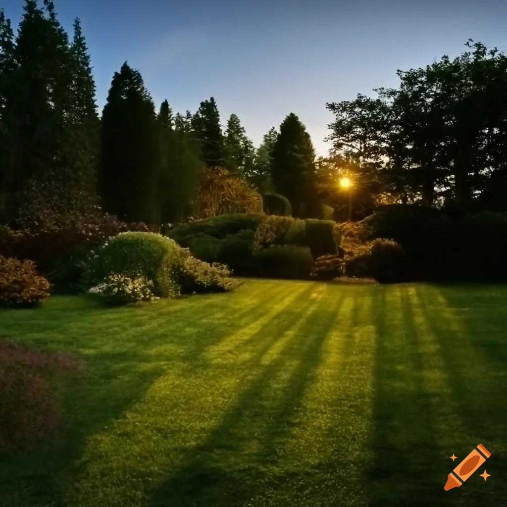 evening scene in a back garden