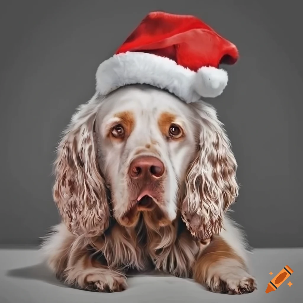 Festive dogs wearing santa hats