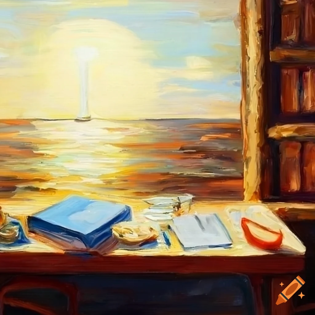 Oil painting of vintage books on Craiyon