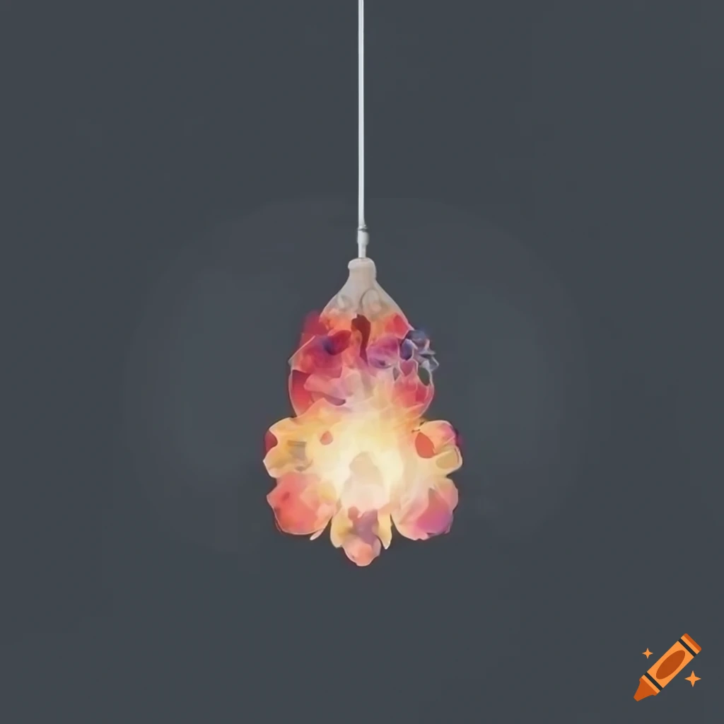 Pendant lamp inspired by a blossoming flower with opening petals on Craiyon