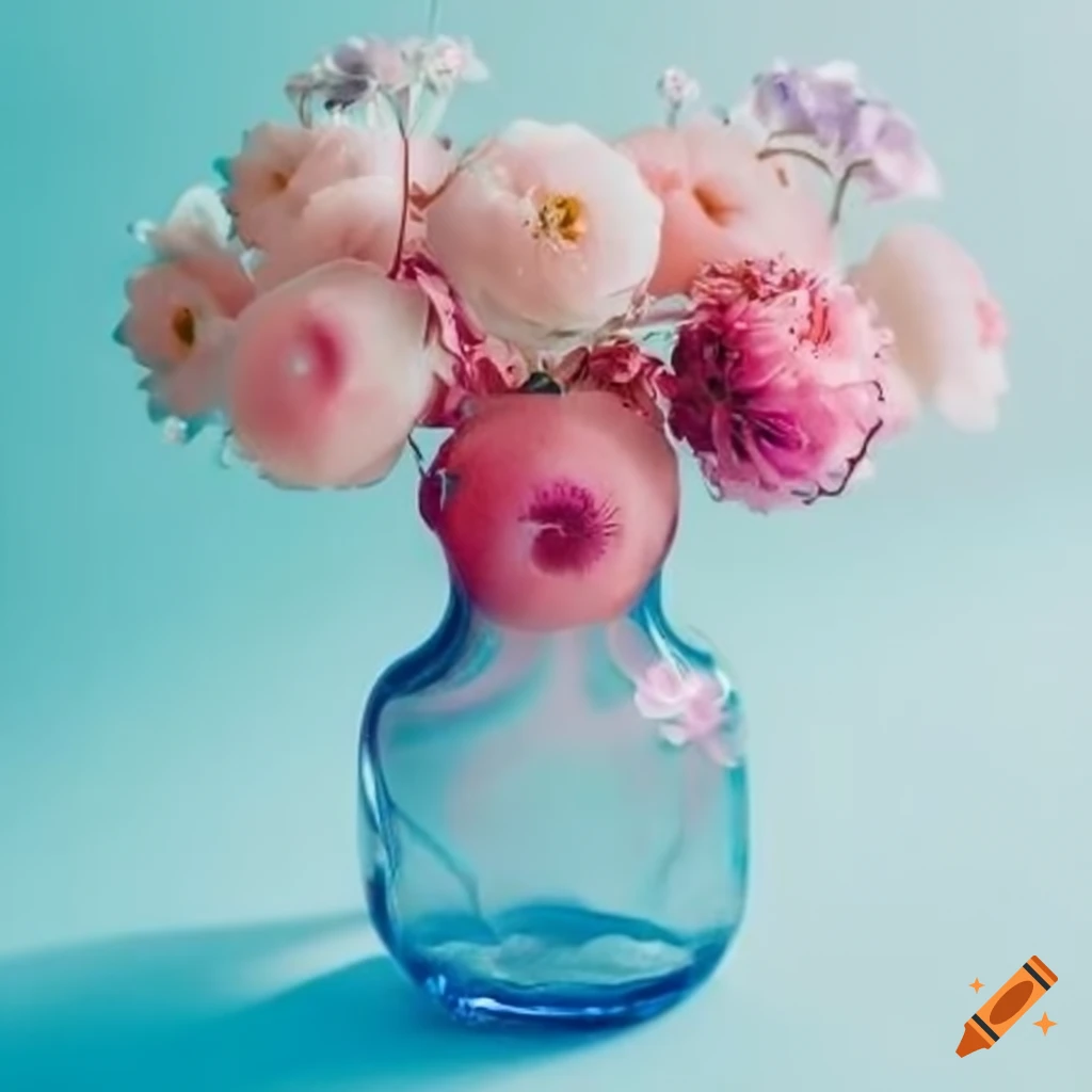 Glass bottle vase with colorful flowers on Craiyon
