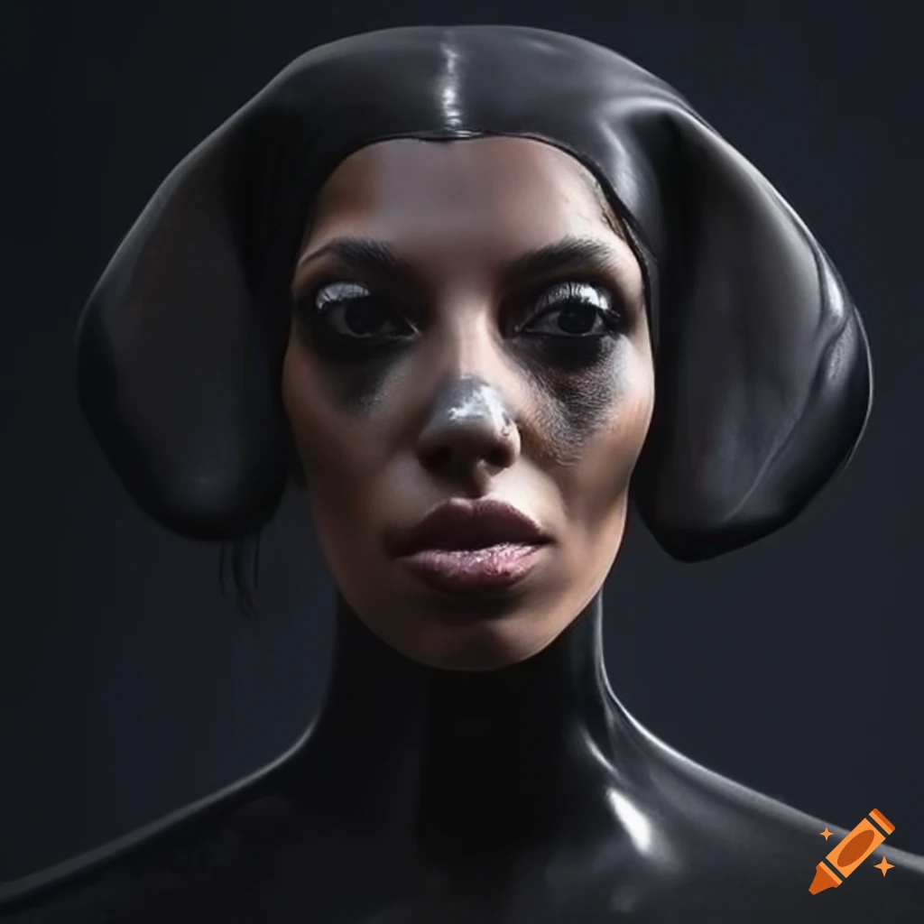 Kourtney kardashian-inspired dachshund head in transparent latex