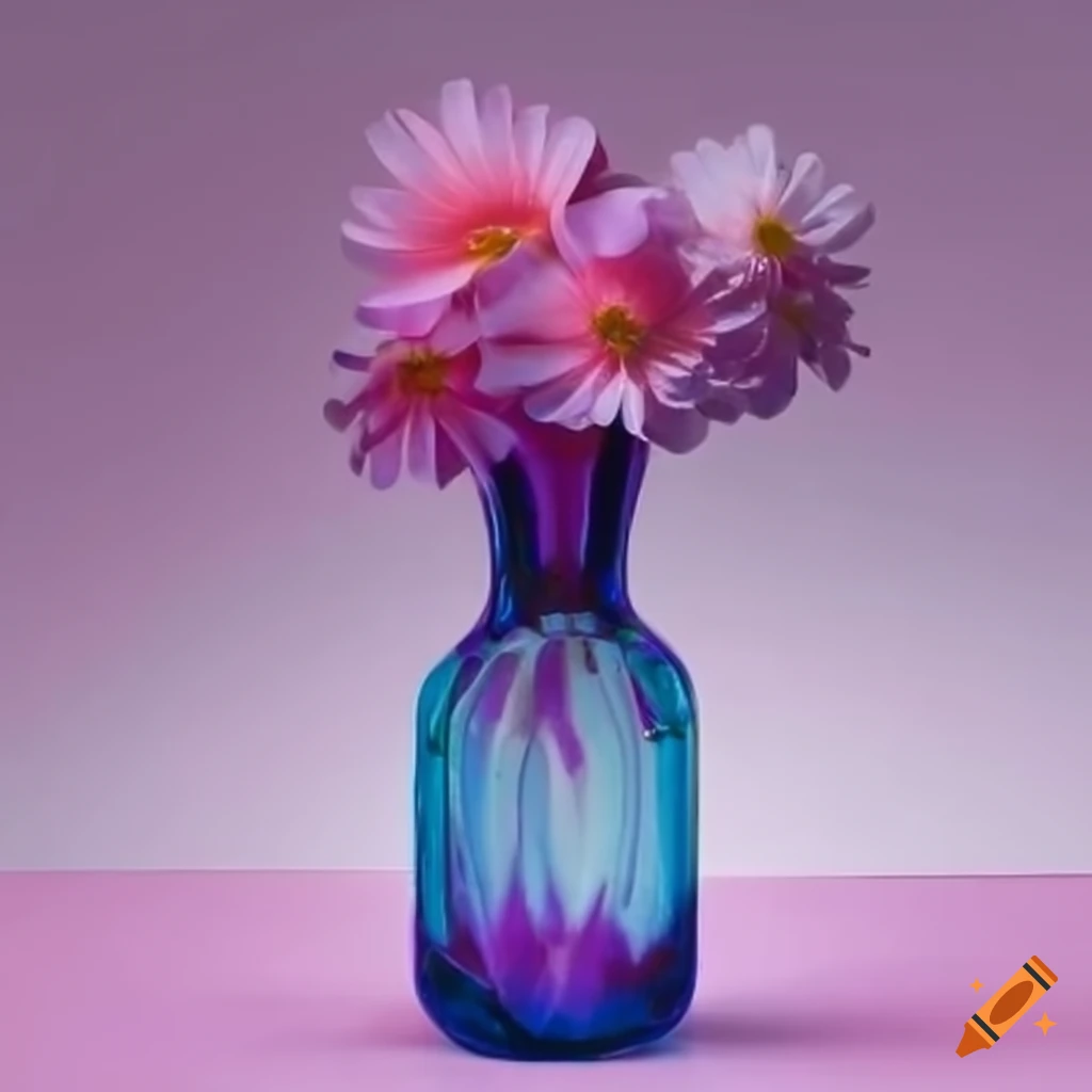 Glass vase with blooming flowers on Craiyon