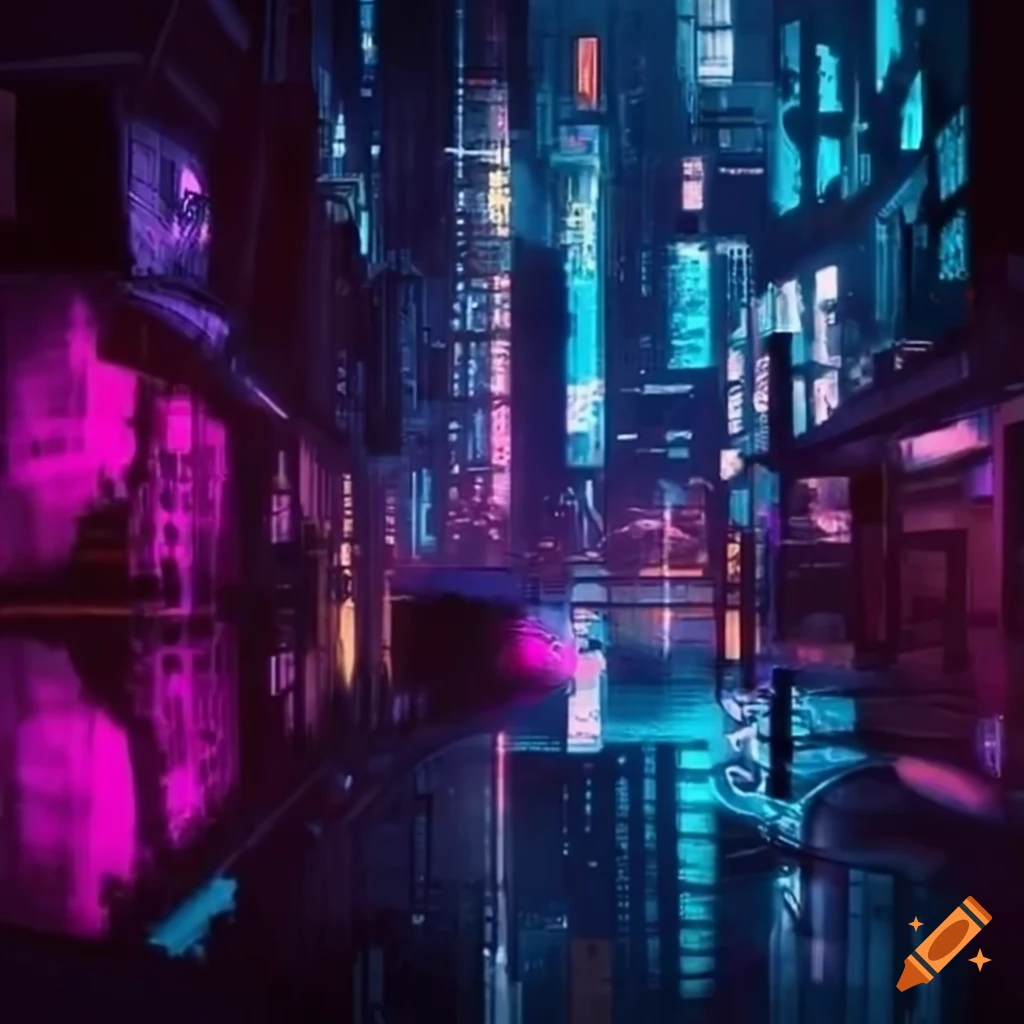 Cyberpunk cityscape inspired by internet culture