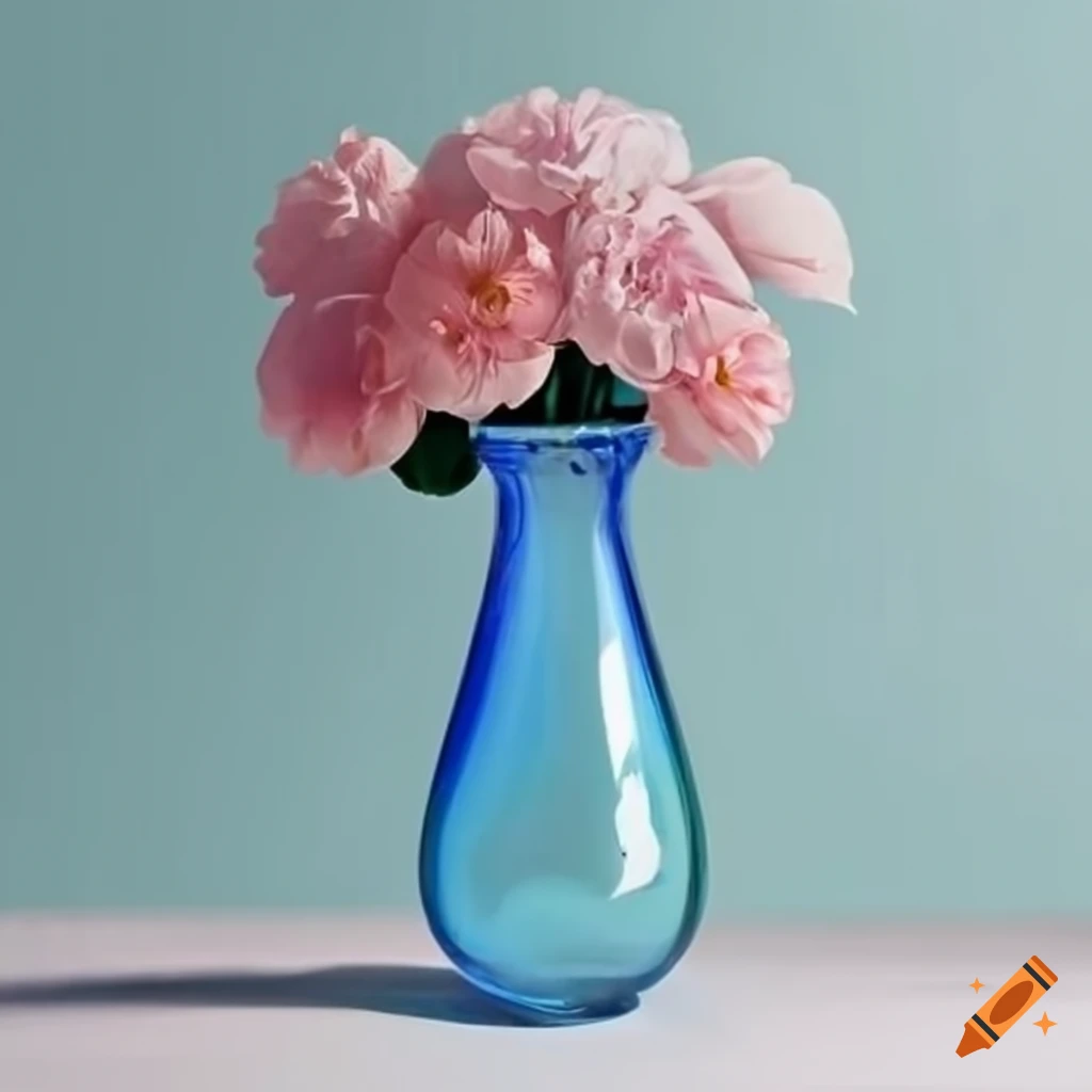 Flower arrangement in a glass vase on Craiyon