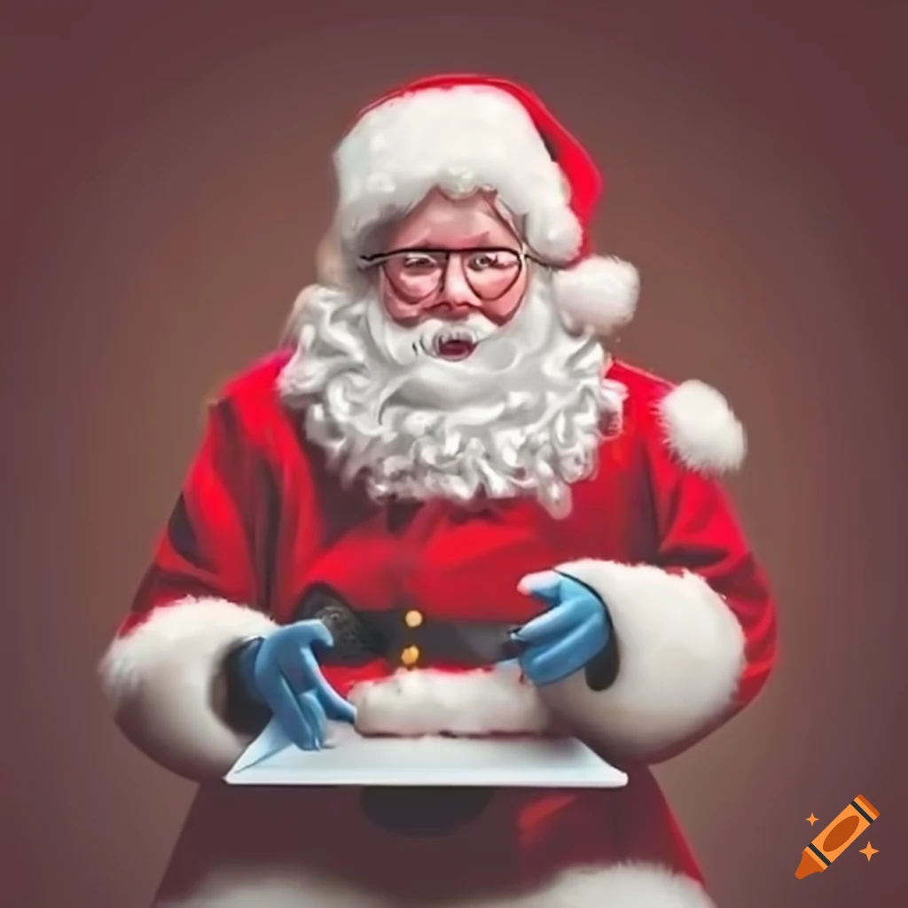 Santa claus using ipad on the toilet on Craiyon