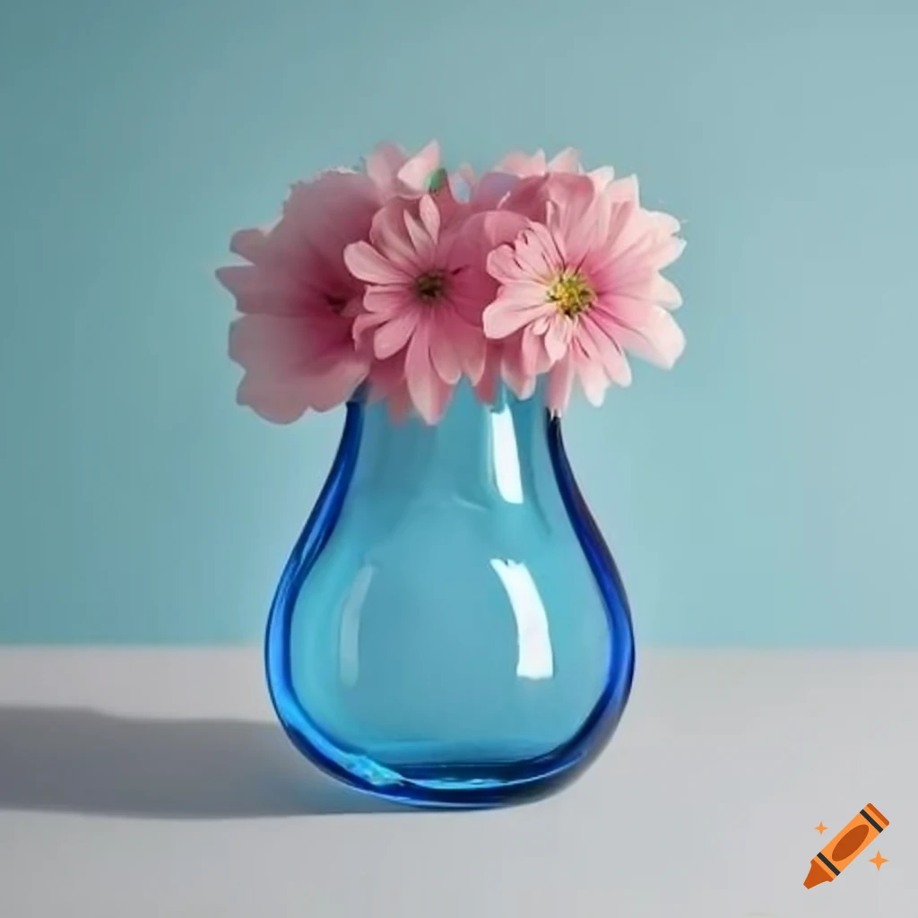 Glass bottle vase filled with beautiful flowers on Craiyon