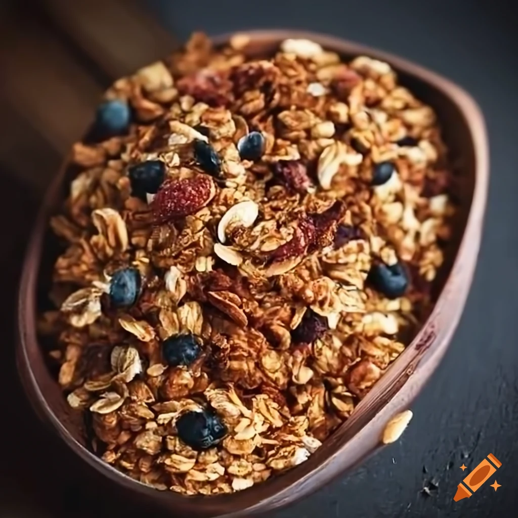delicious granola with dried fruits and nuts