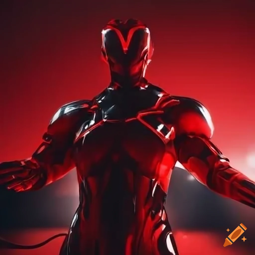 image of a man in red futuristic suit with glowing red claws