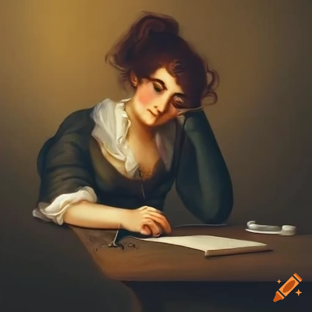 Painting of a polo writing a letter in romantic style on Craiyon