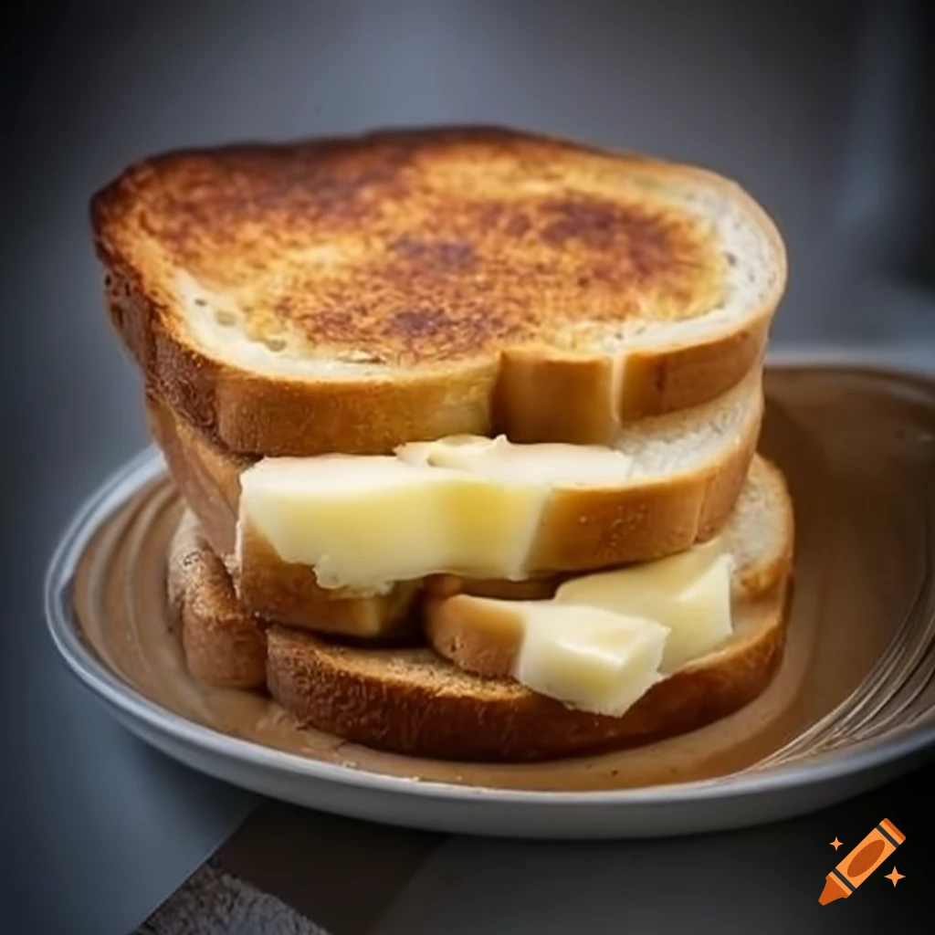 Delicious buttered toast on Craiyon