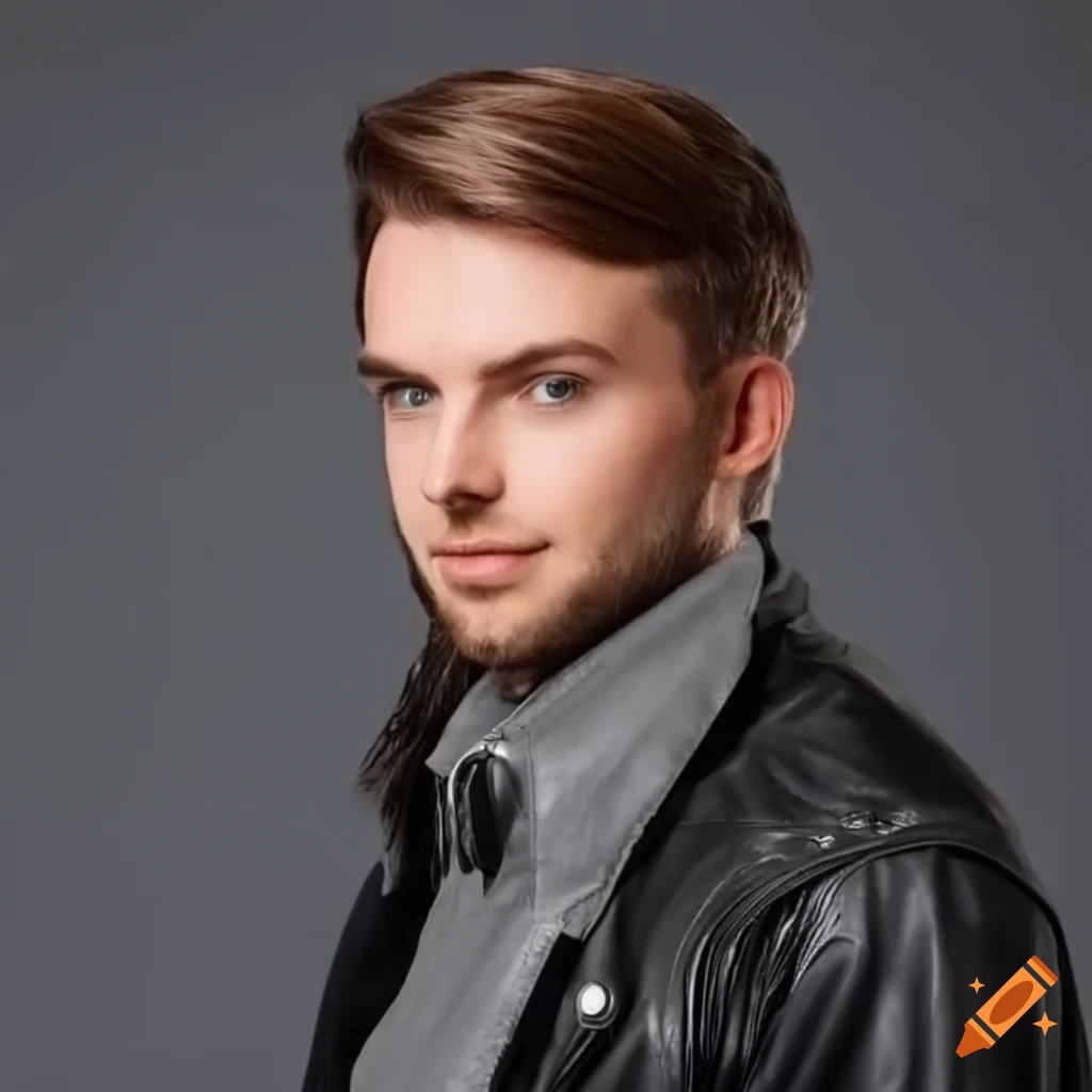 young politician in a black leather jacket