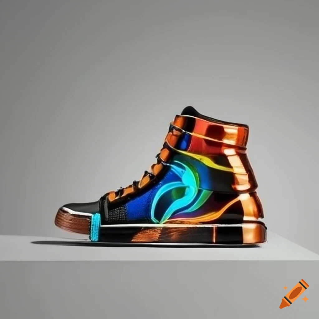 High-top sneaker with futuristic design