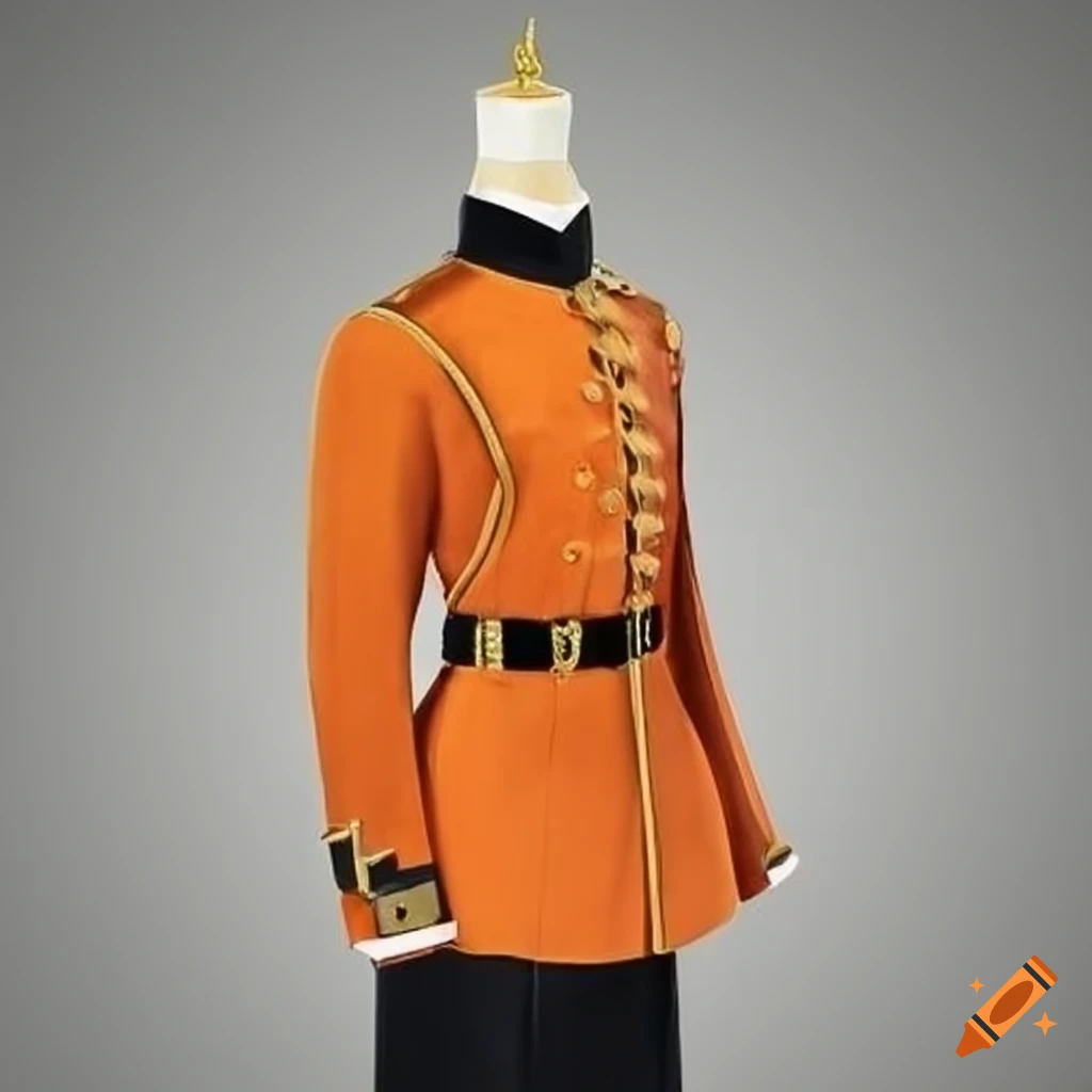Orange victorian military uniform