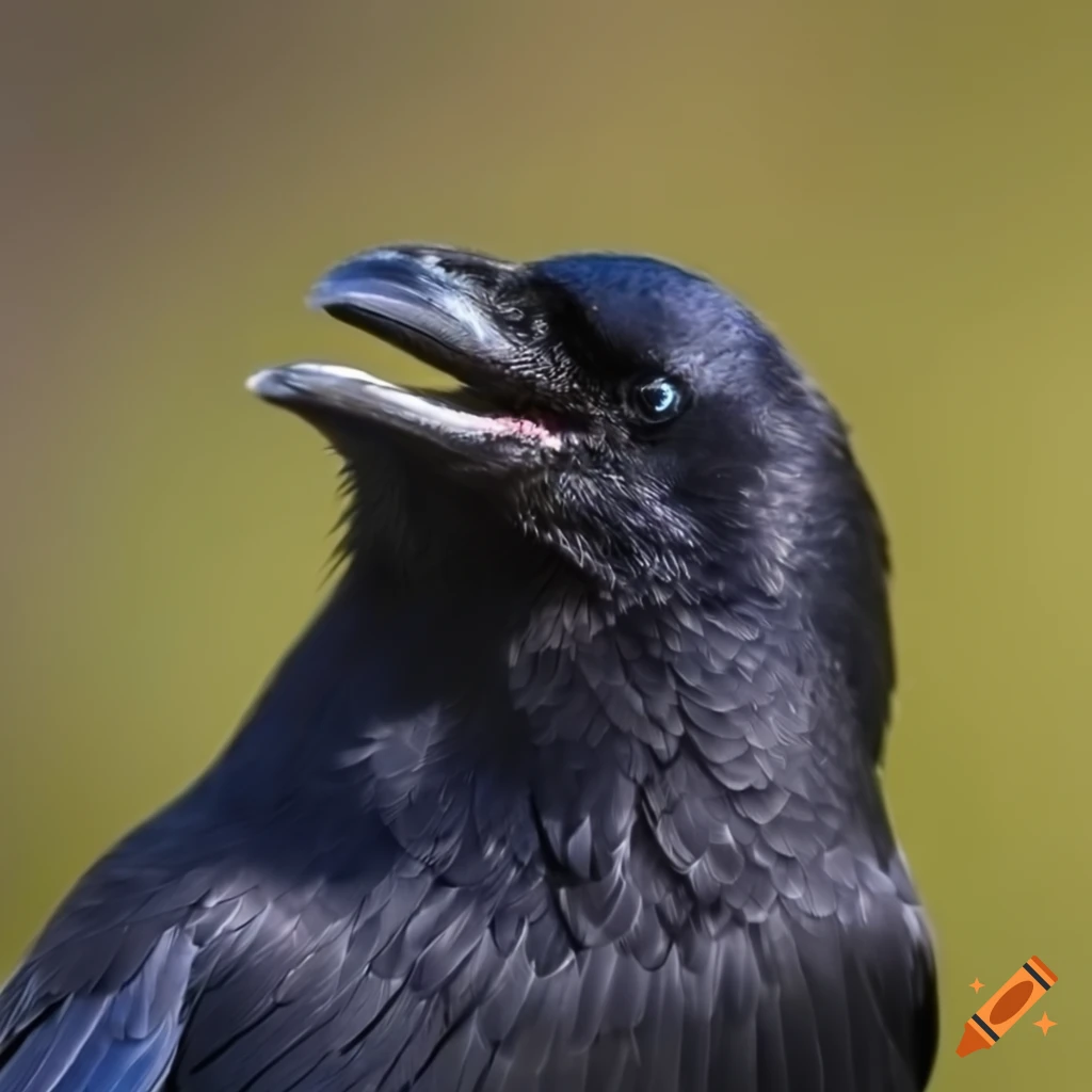 photograph of a joyful crow