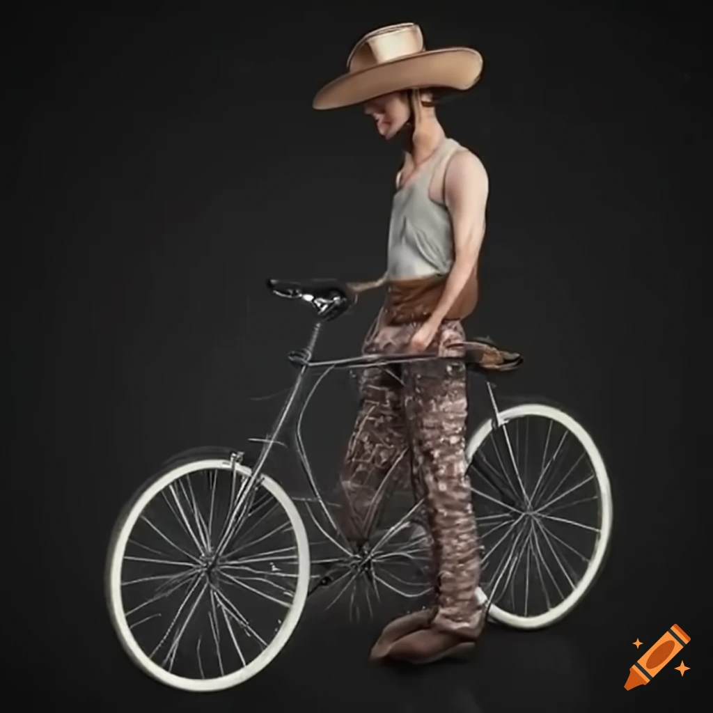 Diego riding an electric cowboy bicycle on Craiyon