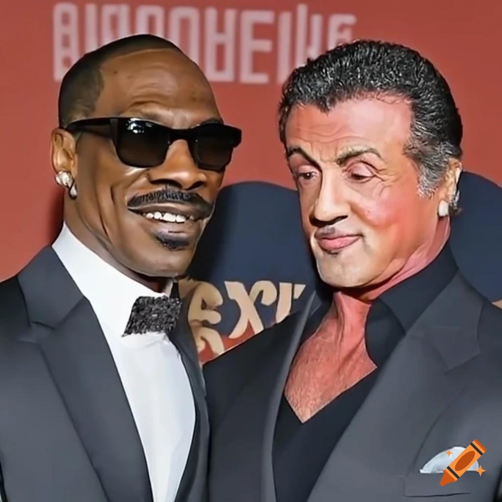 Eddie murphy and sylvester stallone hugging