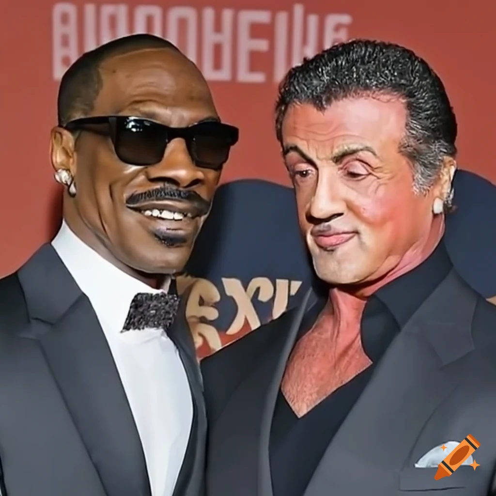Eddie Murphy And Sylvester Stallone Hugging