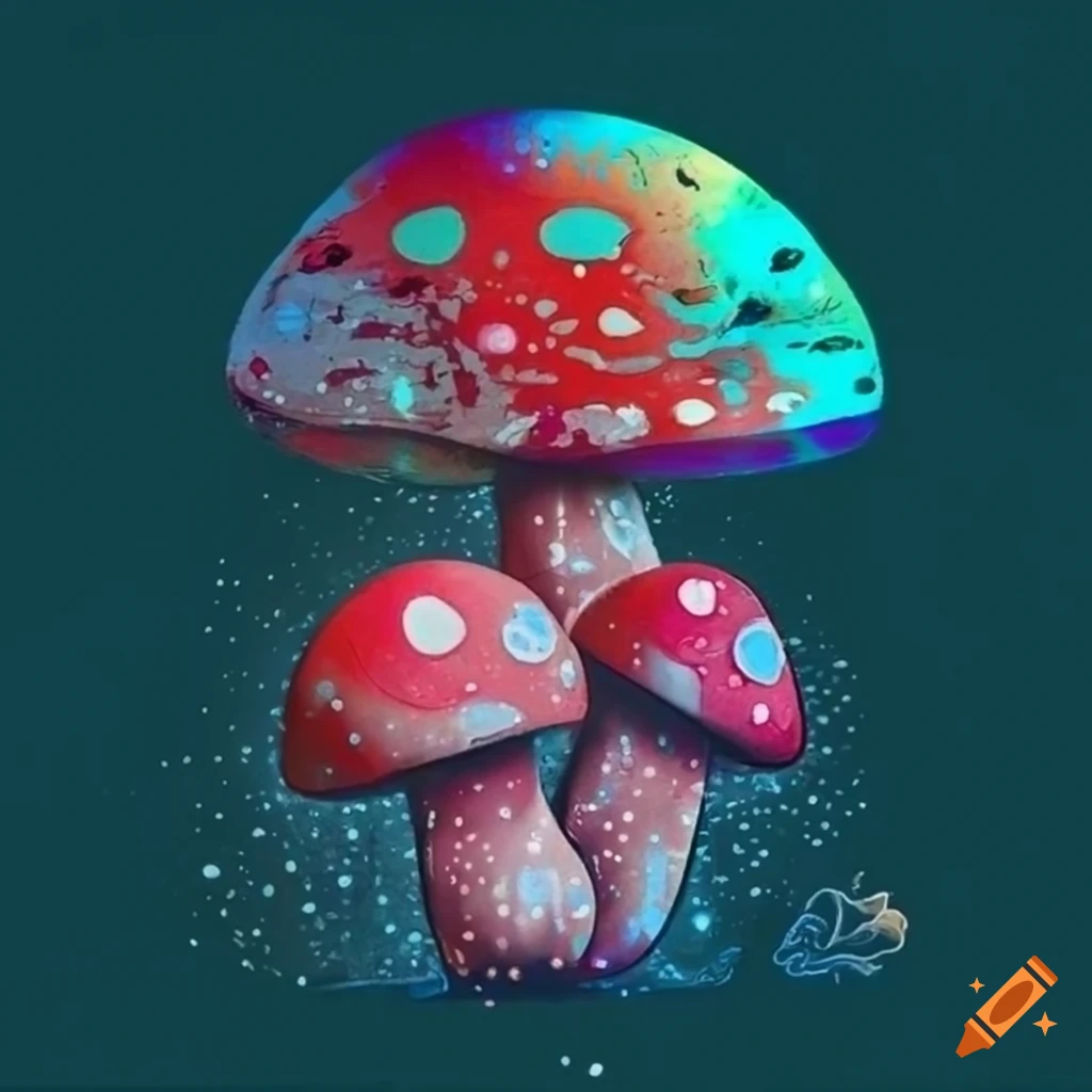 whimsical logo t-shirt with a globe and mushroom